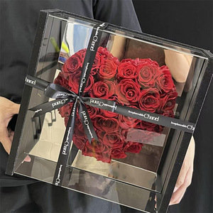 Caja de acrílico rosa con forma de corazón de flor eterna Ammy, caja de regalo para el Día de San Valentín, embalaje de flores, caja vacía - Product Image 5
