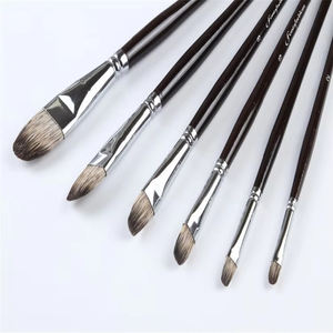 Arte cepillo-Super pelo de tejón mezcla Filbert artista cepillo para aceite acuarela acrílico aceite de mango largo artista pinceles - Product Image 1