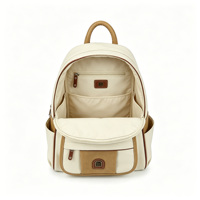 Sac à dos décontracté pour femme en cuir PU souple, portable, multi-poches zippées, avec compartiments latéraux pour bouteille d'eau et appareil photo, idéal pour les trajets quotidiens.