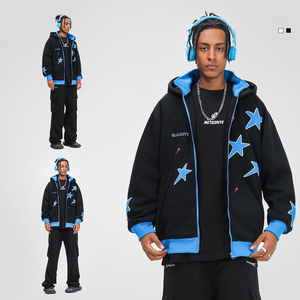 Wholesale Men's Winter Hoodies 100% Cotton Heavy Weight OEM Towel Embroidery Oversized Fit Zipper-Up - Product Image 1