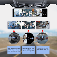 Rétroviseur de voiture intelligent 4G avec GPS ADAS 2G+32G 11 pouces Android Vision nocturne Double objectif 3 canaux Enregistreur de caméra de tableau de bord WIFI