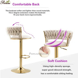 China Unique Design Beauty Salon Rattan <strong>Tall</strong> Adjustable Kitchen Chair Modern Velvet Swivel bar <strong>Stool</strong> - Product Image 4