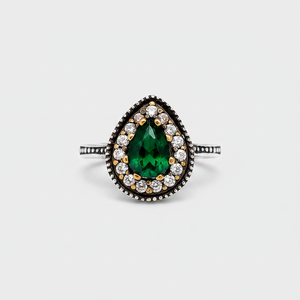 925 Silver Ottoman Design Wholesale Handcrafted Authentic Silver <b>Ring</b> Turkish Handmade Emerald Stone - Product Image 2