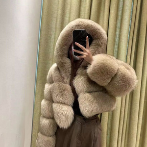 Çilek kadın kış doğal renk gerçek gümüş tilki kürk ceket kırmızı tilki sıcak moda deri ceket - Product Image 3