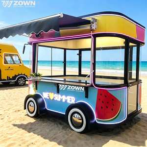 Voiture de vente de nourriture électrique ZOWN, rose et bleue, thème estival, couleur personnalisée, véhicule de restauration de rue - Product Image 1