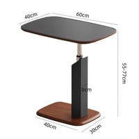 Table d'appoint relevable à hauteur réglable, table basse roulante avec rangement, table d'appoint mobile pour petit appartement