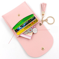 Dompet Kulit Pendek Fashion Grosir Multi-fungsi dengan Resleting, Dompet Koin Tipis Tahan Air, Tempat Kartu PU