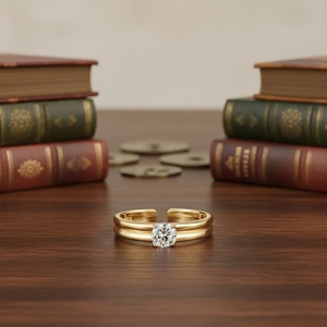 แหวนเพชรเพาะเลี้ยงในห้องปฏิบัติการที่ได้รับการรับรองจาก IGI ทอง 14k ทรงกลม สำหรับงานหมั้นและงานแต่งงาน เครื่องประดับชั้นดี - Product Image 1