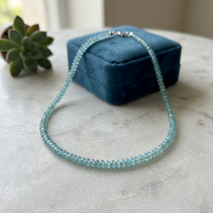 "Rose Gold Aquamarine Bead <b>Necklace</b> for Women Gemstone Jewelry" - Product Image 3
