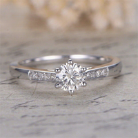 Bague de fiançailles en or massif 10K/14K/18K avec diamant de laboratoire rond de 2 carats, sertie de six griffes, certifiée IGI, personnalisable CVD/HPHT VVS