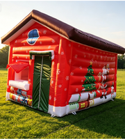 Ventes Flash : Tente Cabane Gonflable Personnalisée de Noël en Forme de Maison du Père Noël pour Jardin, Pelouse, Fête et Décoration de Fêtes