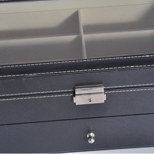 กล่องใส่แว่นตาทรงสี่เหลี่ยมพร้อมฝาพับแบบลึก หน้าต่างใส ช่องเก็บแบบลิ้นชักสำหรับแว่นกันแดด ทำจากหนัง PU - Product Image 3