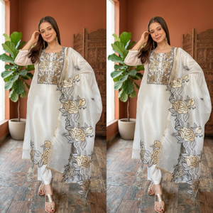 Designer Indian Pakistani Party Wear New Collection Silk Fully Stitched Top-Dupatta Bottom Set Stretchable Reversible - Product Image 5