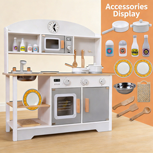 Ensemble <span class=keywords><strong>de</strong></span> cuisine en bois Zongheng gris pour jeux <span class=keywords><strong>de</strong></span> <span class=keywords><strong>rôle</strong></span> et <span class=keywords><strong>de</strong></span> simulation, avec ustensiles <span class=keywords><strong>de</strong></span> cuisson, pour garçons et filles d'âge préscolaire - Vente en gros - Product Image 5