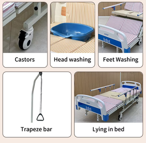 Letto Ospedaliero SH02 con Struttura in Acciaio, Regolabile Manualmente, per Assistenza Domiciliare, con Sponde di Protezione e Asta <span class=keywords><strong>Portaflebo</strong></span> - Product Image 6