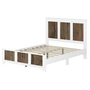 Farmhouse Wooden Platform Queen Size <b>Bed</b>, Modern Platform <b>Bed</b> with Wooden Strip Decoration, Plywood Slats Support - Product Image 6