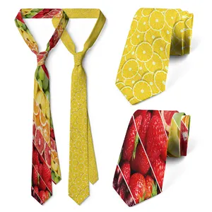 Newly Designed Fun Fruit Pattern Men's Female Tie 8 cm Wide Polyester Shirt Suit Matching With Bar Club Wedding Necktie Cosplay