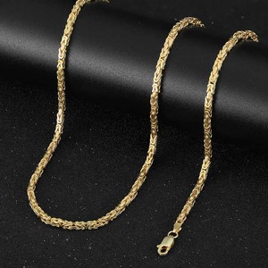 RINNTIN BSC79 Collier italien à maillons plats byzantins en argent sterling massif 925 de 2.5mm fait à la main pour femmes et hommes - Product Image 3