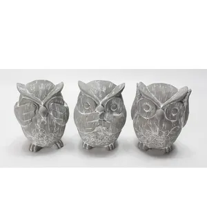 Amazon supplier not listen look say cement owl figurine 3 set for custom logo decor