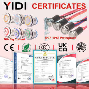 <span class=keywords><strong>12V</strong></span> 220V không thấm nước thép không gỉ nút nhấn Thiết bị chuyển mạch 16mm 19mm 22mm IP67 IP65 1no1nc sáng <span class=keywords><strong>LED</strong></span> ON OFF thiết lập lại chuyển đổi 20A - Product Image 3