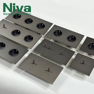 Interrupteurs à bascule en laiton Niva, norme européenne, panneau métallique, solution de prise murale électrique, boîte ronde européenne, France, Allemagne - Product Image 6