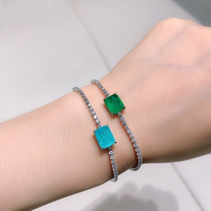 Exquisite Jewelry Eco-friendly <b>Copper</b> Emerald Green Cubic ZIrconia Women's <b>Bracelets</b> for Feminine Daily Elegant - Product Image 1