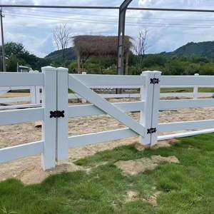 Rost beständiger <span class=keywords><strong>3</strong></span>-Schienen-Stahlpferdezaun Natürlicher druck behandelter Holzpfosten mit Kunststoff rahmen 1kg MOQ - Product Image 6