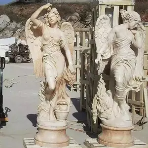 Criar tamanho real granito anjo jardim estátuas escultura grande virgem maria estátuas de pedra