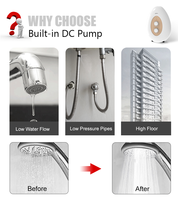5500 energy saving hot sell instant 220v instant electric shower water heater