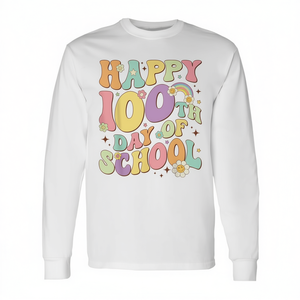 Maglietta a maniche lunghe per il 100° giorno di scuola, per insegnanti e studenti - Product Image 2