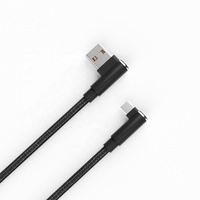 Câble de chargeur USB A à C en alliage d'aluminium tressé en nylon noir à angle droit