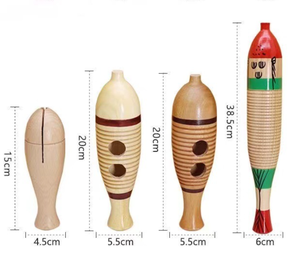 Ensemble de percussions Orff professionnel : Guiro grenouille et poisson en bois |   Grattoir à main et bloc de bois pour la musique - Product Image 3