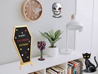 Décoration de Noël Gothique : Grand tableau à lettres en forme de cercueil en bois avec feutre noir, technique de polissage, pour affichage mural ou sur table