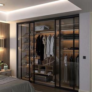 Luxury Couple <b>Wardrobe</b> Custom Bedroom Furniture Walk in Closet Solid Wood Glass Double <b>Wardrobes</b> Storage Accessories Designs - Product Image 3