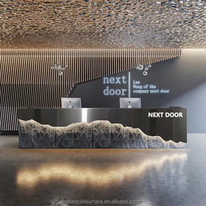 Società di Design di lusso hotel servizio bancone tavolo moderno cassiere <span class=keywords><strong>salone</strong></span> di bellezza piccolo banco della reception <span class=keywords><strong>con</strong></span> <span class=keywords><strong>pietra</strong></span> di roccia - Product Image 3