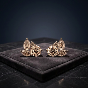 Boucles d'oreilles clous en diamant taille poire et taille rond, bijoux fins exclusifs haut de gamme pour femme, cadeau de mariage élégant pour mariée - Product Image 2