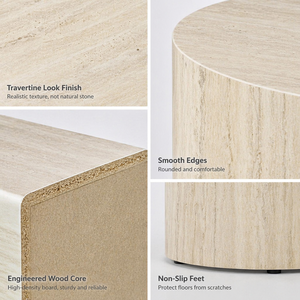 Table basse ovale de style Japandi moderne minimaliste Wabi-Sabi en MDF et <span class=keywords><strong>travertin</strong></span>, ensemble de tables d'appoint gigognes pour la décoration du <span class=keywords><strong>salon</strong></span>, vente en gros - Product Image 5
