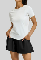 Prix usine chinois été léger et respirant femmes Gym nouveau dos ample maille à manches courtes Shorts Yoga costume