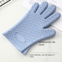Gants de four de qualité professionnelle, épaissis, antidérapants, pour la cuisson et la cuisine ; Gants en silicone à cinq doigts, protection contre les brûlures, isolation thermique supérieure