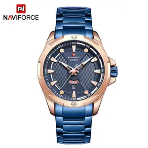 NAVIFORCE NF9161, трендовые персонализированные мужские часы, футуристический кожаный ремешок, водонепроницаемые часы с отображением недели, повседневные наручные часы