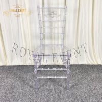 Chaise Napoléon en résine transparente, chaise Chiavari transparente en acrylique Phoenix pour événements, vente en gros et location