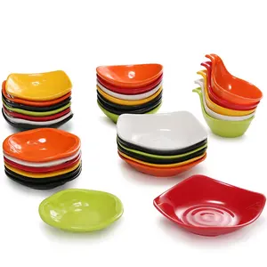 Pabrik grosir melamin berwarna-warni mangkuk saus dapat ditumpuk plastik Ramekin mangkuk kecap kecil