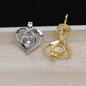 Pendentif en argent S925 en forme de cœur, perles non poreuses de 8 mm et 6,5 mm pour femmes, support d'accessoires DIY pour appui-tête de 12 mm, modèle 5084 - Product Image 3