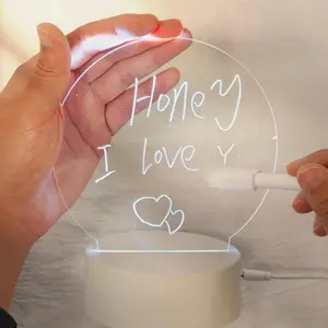 Boce 2024 DIY Cute LED Light Bloc de notas Acrílico borrable innovador para bodas