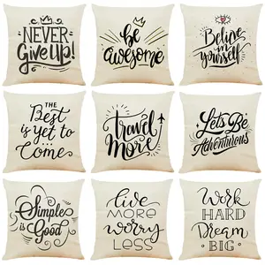 Inspirational Sport Phrase Never Give UP Cotton Linen Throw Pillow Case Sofa Decorative Square 18 x 18 Cushion Cover