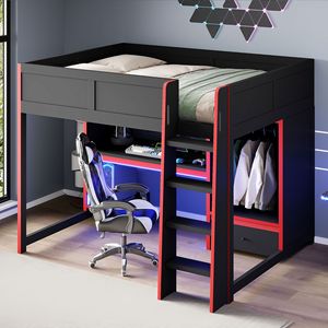 Cama Beliche Moderna e Estilosa para Quarto Infantil, Design de Madeira, Cama Alta com Mesa de Jogos para Meninos, Popular entre Crianças - Product Image 6