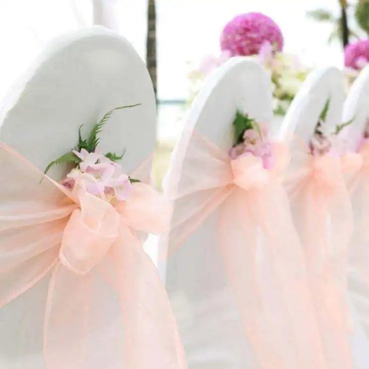 Organza Chair Sashes for Wedding Decoration Banquet Party Event Supplies Chair Bows Ties Chair Cover Bands