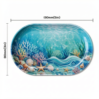 Plateau de Roulage Portable en Métal Personnalisé, Format Mini 5*3 Pouces (130x80mm), en Fer Blanc, pour Rangement de Papier à Rouler