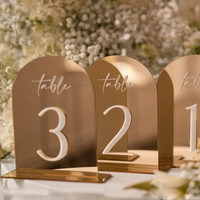 Numéros de table personnalisables en acrylique blanc 3D avec miroir doré, respectueux de l'environnement, pour la décoration de mariage