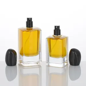 Low Moq Parfum Sproeier Verstuiver 30Ml 50 Ml Heldere Vierkante Glazen Parfumflesjes Zwarte Dop Met Verpakking
